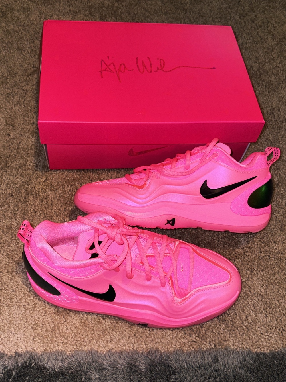 Nike Kids Pink Sneakers with Black Swoosh